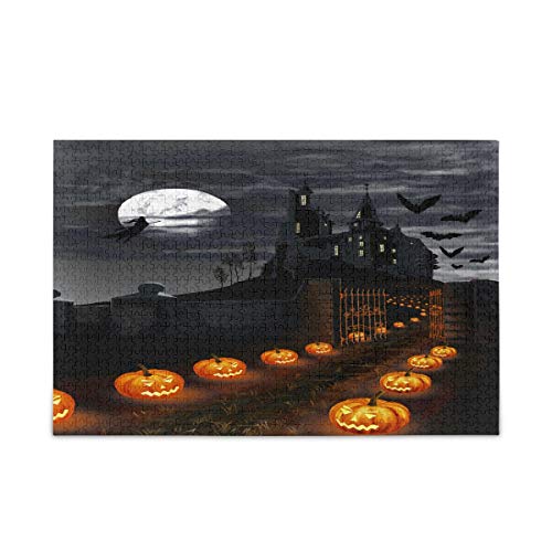 Mnsruu Urlaub Halloween Kürbis Mond Puzzle Freizeit Kreative Spiele 1000 Teile für Erwachsene Kinder Geschenk von Mnsruu