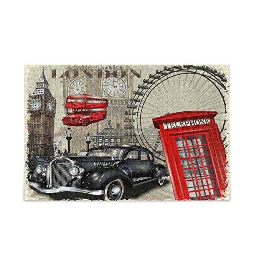 Mnsruu Vintage London Haus Big Ben Auto Puzzle Freizeit Kreative Spiele 500 Teile für Erwachsene Kinder Geschenk von Mnsruu