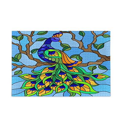 Mnsruu Vogel Pfau Baum Ast Puzzle Freizeit Kreative Spiele 1000 Teile für Erwachsene Kinder Geschenk von Mnsruu