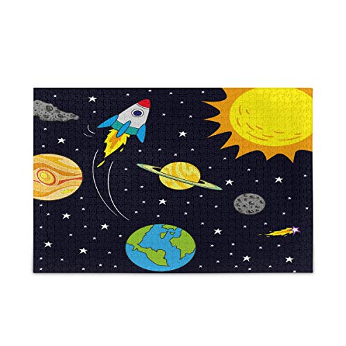 Mnsruu Weltraumrakete Sonnensystem Planet Puzzle Freizeit Kreative Spiele 500 Teile für Erwachsene Kinder Geschenk von Mnsruu