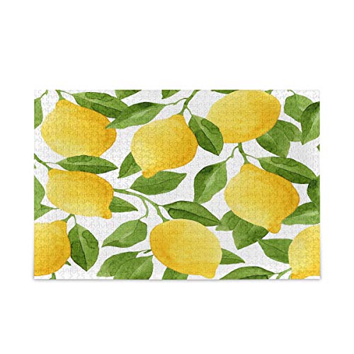 Mnsruu Yellow Tree Lemon Fruit Leaf Puzzle Freizeit Kreative Spiele 1000 Teile für Erwachsene Kinder Geschenk von Mnsruu