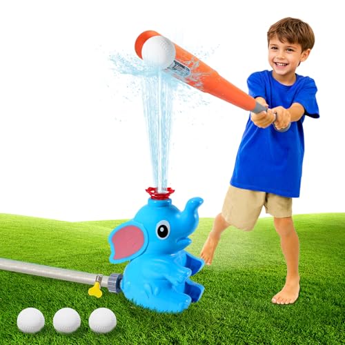 MoKo 2-in-1-Wassersprinkler & Baseball für Kinder, Elefant 360° Rotierende Wassersprühgerät, Kleinkind Outdoor-Spielzeug für Hinterhof Rasen Garten Pool, Blau MoKo 2-in-1-Wassersprinkler & Baseball für Kinder, Elefant 360° Rotierende Wassersprühgerät, Kleinkind Outdoor-Spielzeug für Hinterhof Rasen Garten Pool, Blau von MoKo