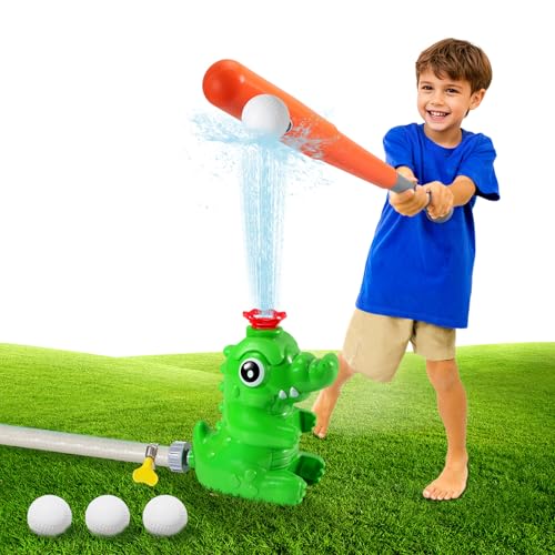 MoKo 2-in-1-Wassersprinkler & Baseball für Kinder, Krokodil 360° Rotierende Wassersprühgerät, Kleinkind Outdoor-Spielzeug für Hinterhof Rasen Garten Pool, Grün MoKo 2-in-1-Wassersprinkler & Baseball für Kinder, Krokodil 360° Rotierende Wassersprühgerät, Kleinkind Outdoor-Spielzeug für Hinterhof Rasen Garten Pool, Grün von MoKo