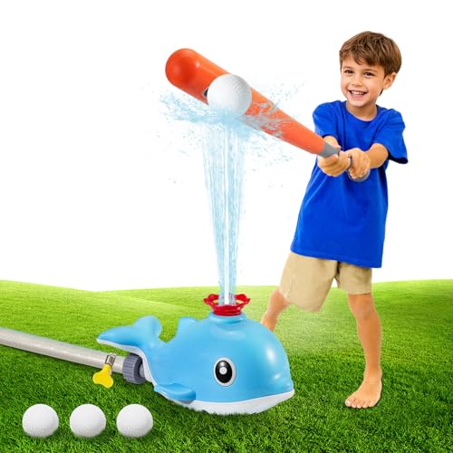 MoKo 2-in-1-Wassersprinkler & Baseball für Kinder, Whale 360° Rotierende Wassersprühgerät, Kleinkind Outdoor-Spielzeug für Hinterhof Rasen Garten Pool, Himmelblau MoKo 2-in-1-Wassersprinkler & Baseball für Kinder, Whale 360° Rotierende Wassersprühgerät, Kleinkind Outdoor-Spielzeug für Hinterhof Rasen Garten Pool, Himmelblau von MoKo