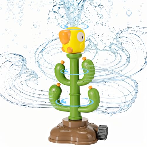 MoKo Wasser Sprinkler Kinder, Kleinkind Outdoor-Spielzeug für Spritzspaß, drehbare Sprinkler für Kinder sprüht bis zu 8 ft, niedliche Cartoon Sommer Spielzeug Geschenk Wasserspielzeug, grüner Kaktus von MoKo