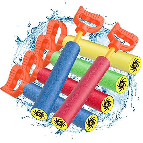 MoKo Wasserpistole Spielzeug, 6 Stück Schaumstoff Spritzpistole Wasserspritzpistole Poolspielzeug Wasserspielzeug Wasserspritze Wassersprühpistole für Kinder Erwachsene - Rot/Blau/Grün/Gelb von MoKo