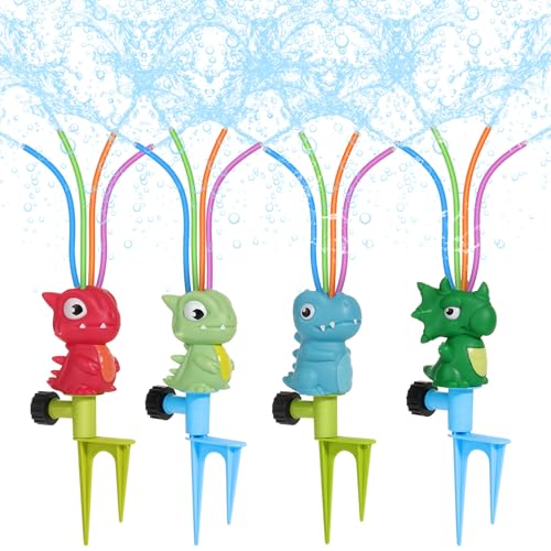 MoKo Wassersprinkler für Kinder, Dinosaurier Outdoor Wasserspielzeug, Schwimmbad Spielzeug mit 4 Flexiblen Schläuchen, Sommerspaß-Wasserspielzeug für Garten, Garten, Pool, 4 Stücke, 4 Farben MoKo Wassersprinkler für Kinder, Dinosaurier Outdoor Wasserspielzeug, Schwimmbad Spielzeug mit 4 Flexiblen Schläuchen, Sommerspaß-Wasserspielzeug für Garten, Garten, Pool, 4 Stücke, 4 Farben von MoKo