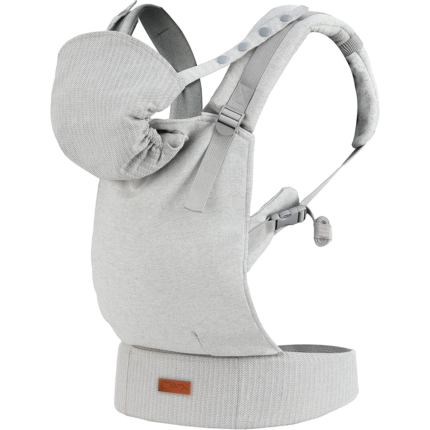 Marsupio MoMi COLLET Grey per bambini di 3-48 mesi (peso 4-20 kg),con cappuccio e poggiatesta per il bambino von MoMi