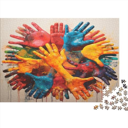 Color Hand Painting 1000 Teile Colorful Hands Puzzle Für Erwachsene Lernspiel Geburtstag Wohnkultur Family Challenging Games Entspannung Und Intelligenz 1000pcs (75x50cm) von MoThaF