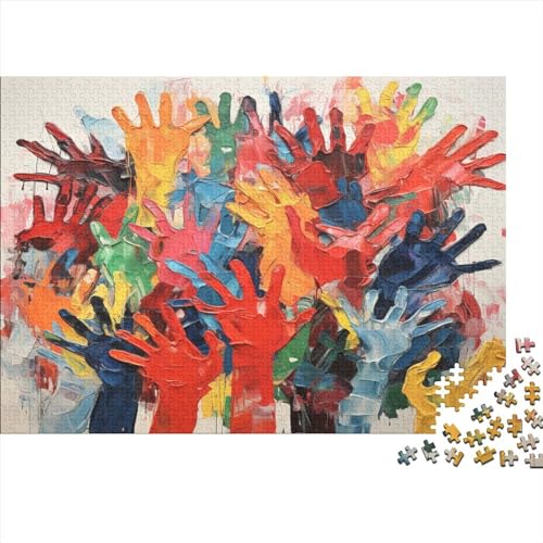 Color Hand Painting Erwachsene Puzzles 500 Teile Colorful Hands Family Challenging Games Lernspiel Wohnkultur Geburtstag Stress Relief Toy 500pcs (52x38cm) von MoThaF