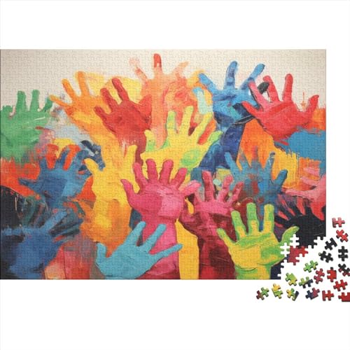 Color Hand Painting Erwachsene Puzzles 500 Teile Colorful Hands Geburtstag Wohnkultur Family Challenging Games Lernspiel Stress Relief Toy 500pcs (52x38cm) von MoThaF