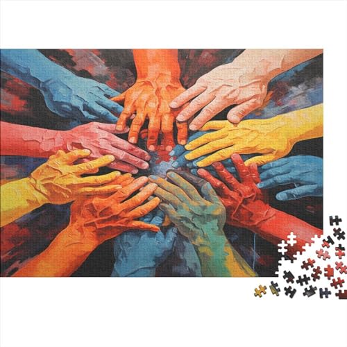 Color Hand Painting Holzpuzzle Erwachsene, Puzzle Holz Kreative Colorful Hands Geschenke Für Die Familienspiel Sammlung, Holzpuzzle Für Erwachsene 300pcs (40x28cm) von MoThaF