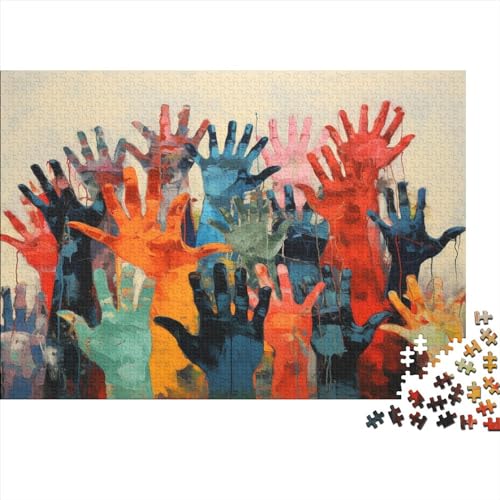 Color Hand Painting Puzzle 500 Teile, Puzzle Für Erwachsene,Colorful Hands Puzzle Farbenfrohes,Impossible Puzzle, Geschicklichkeitsspiel Für Die Ganze Familie 500pcs (52x38cm) von MoThaF