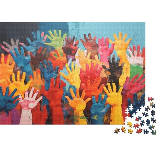 Color Hand Painting Puzzles 500 Teile, Colorful Hands Puzzle Für Erwachsene, Impossible Puzzle, Geschicklichkeitsspiel Für Die Ganze Familie Die Ganze Familie,Erwachsenen DIY Kit 500pcs (52x38cm) von MoThaF
