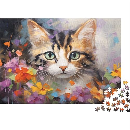 Cute Kitty 1000-teilige Puzzles Puzzle 1000 Teile Erwachsene Full of Color Puzzles Für Erwachsene Lernspiel Herausforderung Spielzeug 1000pcs (75x50cm) von MoThaF