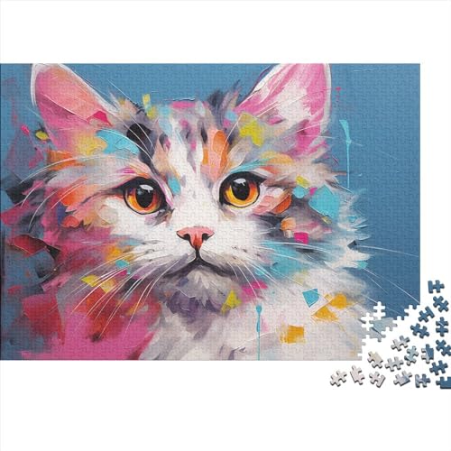 Cute Kitty Puzzle 1000 Teile, Puzzle Für Erwachsene, Full of Color Geschicklichkeitsspiel Für Die Ganze Familie,Impossible Puzzle, Puzzle-Geschenk, Puzzle Farbenfrohes 1000pcs (75x50cm) von MoThaF
