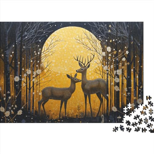Deer in The Afterglow Puzzles Erwachsene 1000 Teile Oil Painting of A Deer Home Decor Family Challenging Games Lernspiel Geburtstag Entspannung Und Intelligenz 1000pcs (75x50cm) von MoThaF