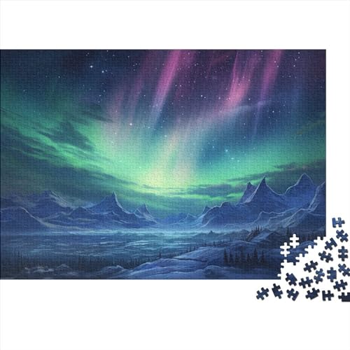Northern Lights and Snow Für Erwachsene 500 Teile Bright and Colorful Puzzle Family Challenging Games Wohnkultur Educational Game Geburtstag Stress Relief 500pcs (52x38cm) von MoThaF