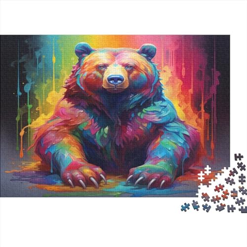 Oil-Painted Bear 1000 Teile Multicolored Puzzle Für Erwachsene Geburtstag Family Challenging Games Moderne Wohnkultur Lernspiel Stress Relief Toy 1000pcs (75x50cm) von MoThaF