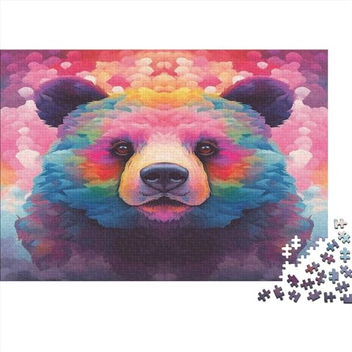 Oil-Painted Bear 300 Teile Multicolored Puzzles Für Erwachsene Educational Game Geburtstag Family Challenging Games Home Decor Stress Relief 300pcs (40x28cm) von MoThaF