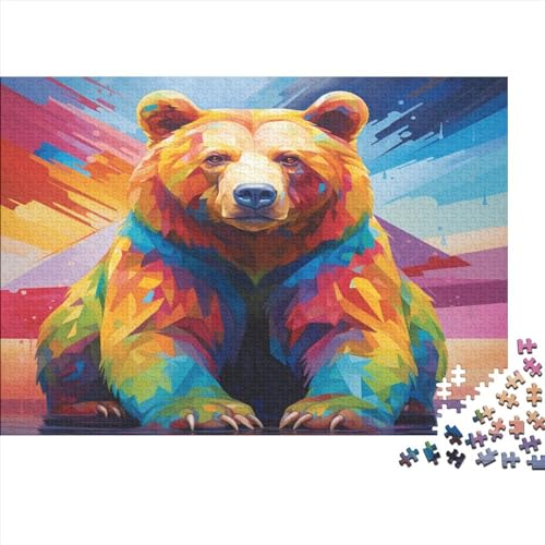 Oil-Painted Bear Erwachsene Puzzles 1000 Teile Multicolored Geburtstag Geschicklichkeitsspiel Für Die Ganze Familie Lernspiel Wohnkultur Stress Relief 1000pcs (75x50cm) von MoThaF
