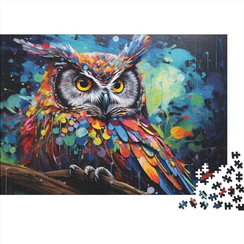 Oil Painting Owl 1000 Teile Brightly Colored Puzzle Für Erwachsene Lernspiel Geburtstag Wohnkultur Family Challenging Games Entspannung Und Intelligenz 1000pcs (75x50cm) von MoThaF