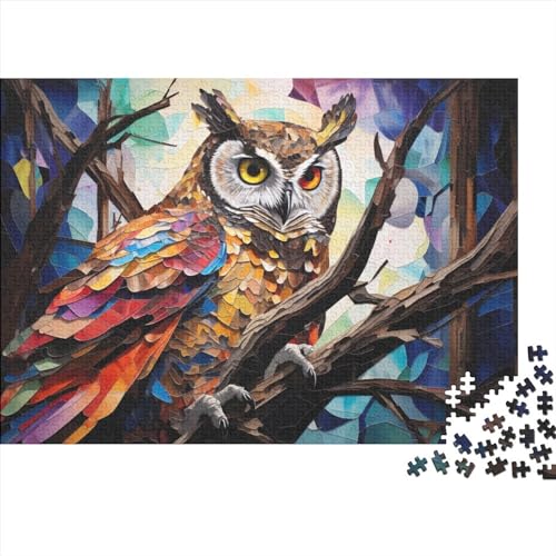 Oil Painting Owl 500 Teile Brightly Colored Puzzles Für Erwachsene Moderne Wohnkultur Family Challenging Games Geburtstag Lernspiel Stress Relief 500pcs (52x38cm) von MoThaF