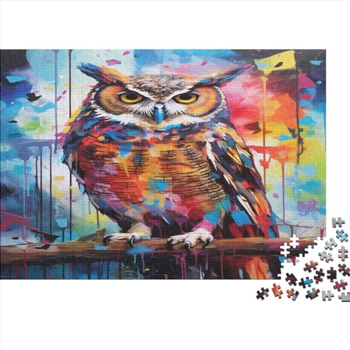 Oil Painting Owl Erwachsene Puzzle 1000 Teile Brightly Colored Lernspiel Family Challenging Games Geburtstag Moderne Wohnkultur Stress Relief 1000pcs (75x50cm) von MoThaF