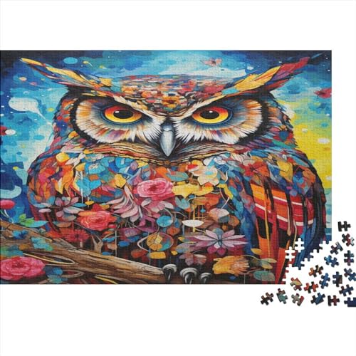 Oil Painting Owl Puzzle 1000 Teile Classic Puzzle Unique Gift DIY Kit Holzspielzeug Brightly Colored Unique Gift Home Decor 1000pcs (75x50cm) von MoThaF