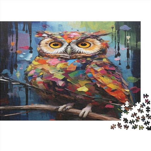 Oil Painting Owl Puzzle 500 Teile, Puzzle Für Erwachsene, Brightly Colored Geschicklichkeitsspiel Für Die Ganze Familie,Impossible Puzzle, Puzzle-Geschenk, Puzzle Farbenfrohes 500pcs (52x38cm) von MoThaF