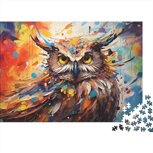 Oil Painting Owl Puzzle Erwachsene 1000 Teile Brightly Colored Educational Game Geburtstag Moderne Wohnkultur Family Challenging Games Stress Relief Toy 1000pcs (75x50cm) von MoThaF