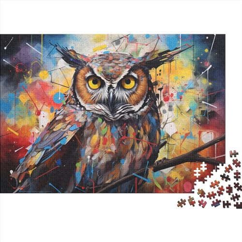 Oil Painting Owl Puzzle Für Erwachsene 500 Teile Brightly Colored Educational Game Moderne Wohnkultur Geburtstag Family Challenging Games Stress Relief Toy 500pcs (52x38cm) von MoThaF