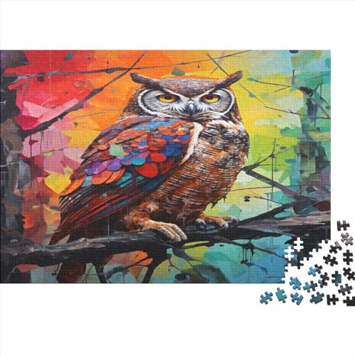 Oil Painting Owl Puzzles 500 Teile,Impossible Puzzle, Puzzle Für Erwachsene, Brightly Colored Puzzle Farbenfrohes,Geschicklichkeitsspiel Für Die Ganze Familie 500pcs (52x38cm) von MoThaF