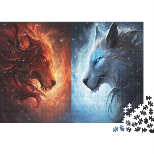 Wolves of Fire and Ice 500-teilige Puzzles Puzzle 500 Teile Erwachsene Brightly Colored Puzzles Für Erwachsene Lernspiel Herausforderung Spielzeug 500pcs (52x38cm) von MoThaF