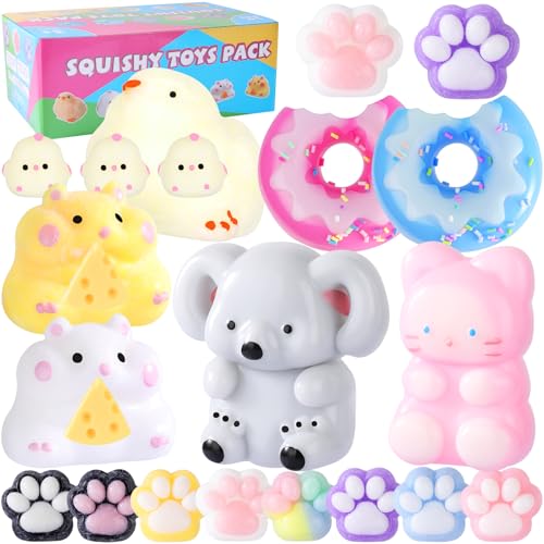 20 Stück Taba Squishy Spielzeug - Fufu Squishy Sensory Set mit Katzenpfoten & Küken Designs, Anti Stress Spielzeug für Autismus, Sensorik Spielzeug, Partygeschenke & Geburtstagsgeschenke von MoZkkiz