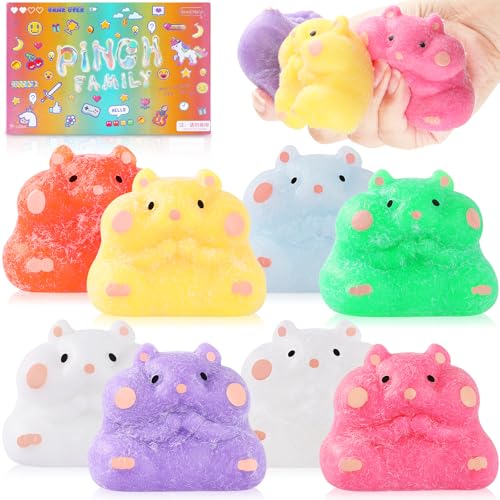 8 Stück Taba Squishy Hamster - Weiche Quetschies für Kinder & Erwachsene, Stresslindernde Squishy Toys mit TPR-Material, Hamster-Spielzeug für Zuhause, Büro & Partygeschenke antistressball von MoZkkiz