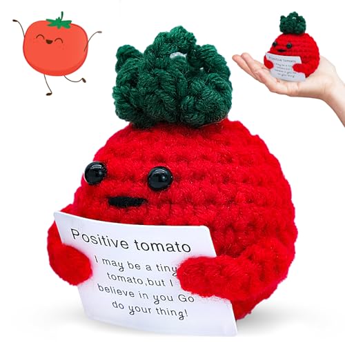 Moairtog Positive Tomate Pocket Hug, Pocket Hug Mini-Plüsch,Mini-Plüsch Figuren mit Positiver Energiekarte,Lustige Kreative Strickwolle Kartoffel Puppe,für Familie Freund von Moairtog