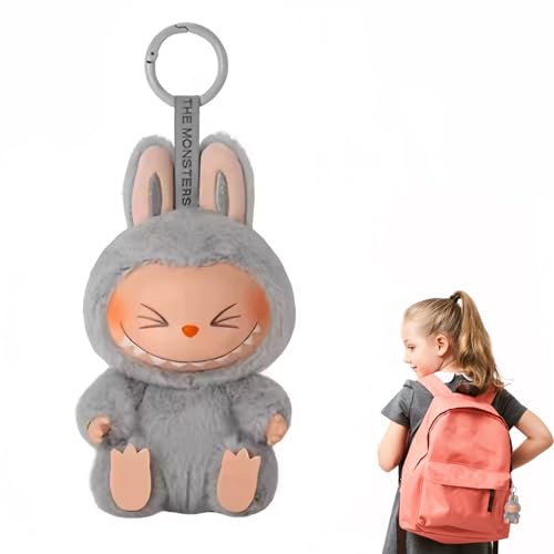 Moamemay Labubu Plush Keychain, Labubu Kuscheltier (2-grau) von Moamemay