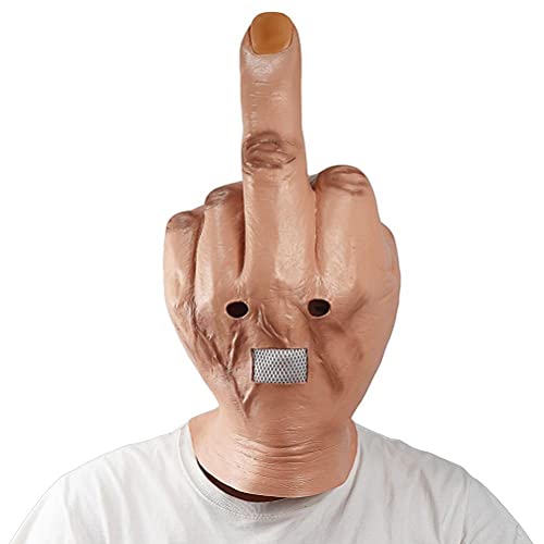 Halloween Mittelfinger Kopfbedeckung Neuheit Latex Spoof Maske gruselige Finger Kopf Abdeckung Cosplay Requisiten Lustige Verkleidung Kopfbedeckung von Moanyt