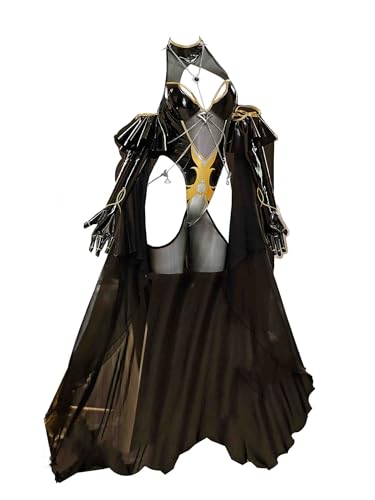 Mobbunny Anime-Derivate-Braut-Cosplay-Kostüm, Gothic, schwarz, Hochzeitskleid, Overall mit Schleier und Kopfschmuck (Schwarz, klein) von Mobbunny