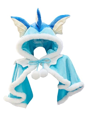 Mobbunny Anime Derivative Plüschumhang, niedlicher Kapuzenumhang, Kawaii, flauschiges Cosplay-Kostüm, blau, Einheitsgröße, Halloween, Weihnachten von Mobbunny