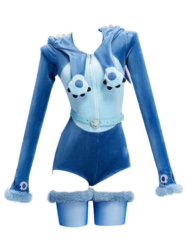 Mobbunny Damen-Einteiler, Anime-Derivative, Monsterplüsch, Hauskleidung, flauschig, mit Kapuze, figurbetont mit Socken, Blau, X-Large Mobbunny Damen-Einteiler, Anime-Derivative, Monsterplüsch, Hauskleidung, flauschig, mit Kapuze, figurbetont mit Socken, Blau, X-Large von Mobbunny