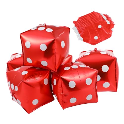 10 Stück Würfelballons Themenparty Folienballons Rote Aluminiumballons für Geburtstagsfeiern Halloween und Männer Backdrop Dekorationen von Mobestech