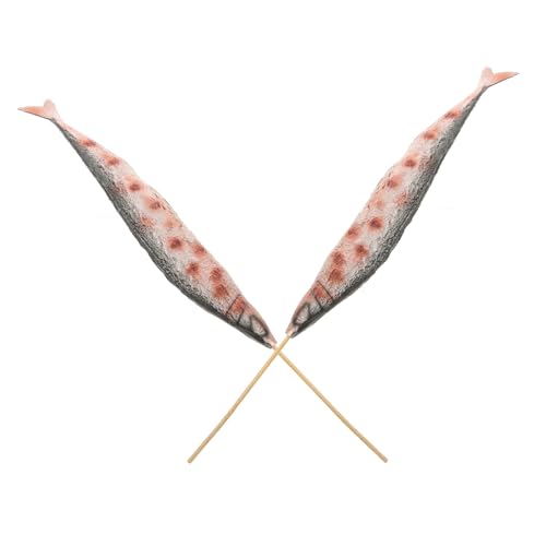 2 Stück Künstliches Grill Saury Modell Realistische BBQ Deko für Restaurant Supermarkt und Fotografie Lebensechte Fisch Darstellung für Festlichkeiten und Innendekoration von Mobestech