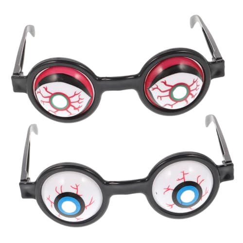 Mobestech 1 Satz Brillen Lustige Brille Erwachsene Party Augapfelbrille Für Halloween Augapfel-brille Verrückt Foto -requisiten Gefälschte Kinderbrille Plastik Rot 2 Stück von Mobestech