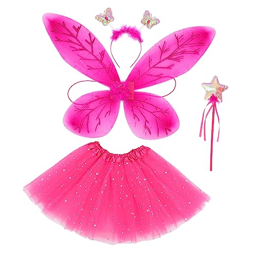 Mobestech 1 Satz Schmetterlingsflügel eingestellt Mädchen-Outfit Party Feenkostüm, Feenflügel Schmetterlinge Ballettröckchen Kleid Feenkostüm für Mädchen Schmetterlings-Kostümzubehör Stoff von Mobestech