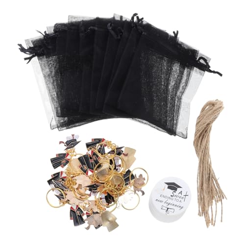 Mobestech 1 Set Abschlussparty Dekorationen Abschluss Zubehör Set Mit Mini Abschlusskappen Schlüsselanhängern Organza Beuteln Und Anhängern – Einzigartige Souvenirs Für Die High School von Mobestech