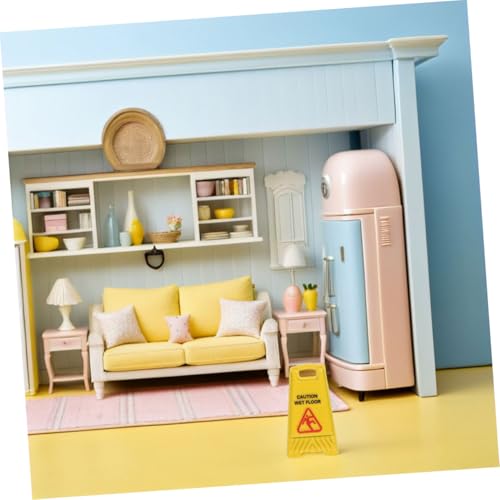Mobestech 12 Stück Schieben Sie Warnschild vorsichtig Nassboden Warnspielzeug für Mini-Schild für nassen Boden Realistisches Warnzeichen für Warnschild Dollhouse Plastik von Mobestech