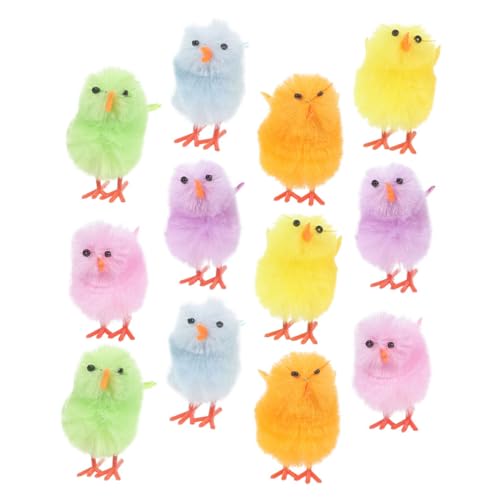 Mobestech 12 Stück Stofftier Küken Osterküken flauschig lustiges Küken Ostern Mini-Ostern -Mini-Küken Osterei-Küken Mini-Fuzzy-Küken Hühnerplüsch Osterküken Plüsch Samt von Mobestech