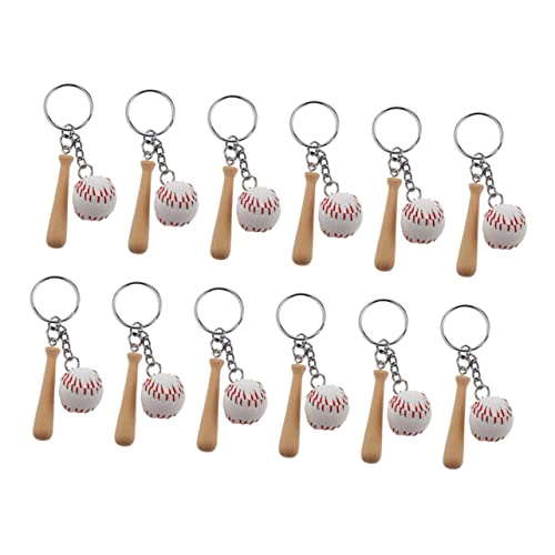 Mobestech 12 Stück Teiliges Baseball Schlüsselanhänger mit Holzschläger Farbige Anhänger für Themenpartys und Taschenaccessoires von Mobestech